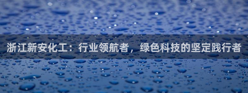 球盟会和中欧：浙江新安化工：行业领航者，绿色科技的坚定践行者